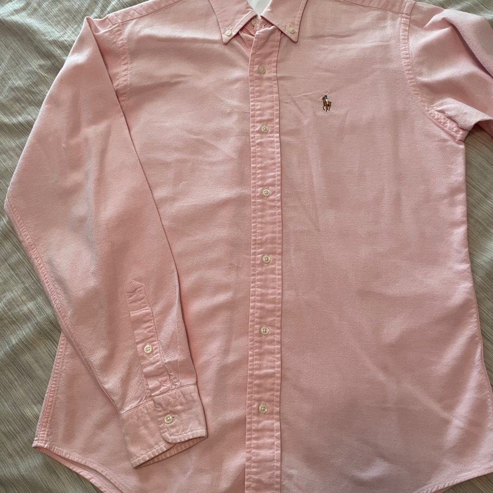 Ralph Lauren Boys Pink Oxford Button Down Dress Shirt Size 16